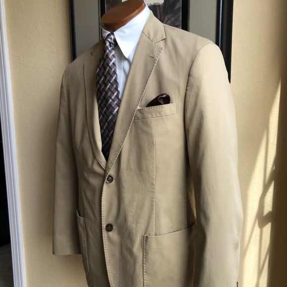 Kroon 2 Button Medium Weight Tan Cotton Jacket Size 40R - Picture 9 of 15